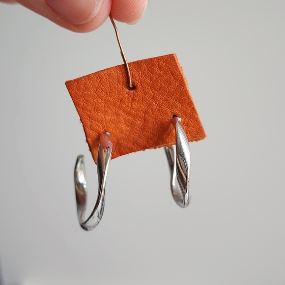 Unique Silver Hoop Earrings - Picture 3 of 3